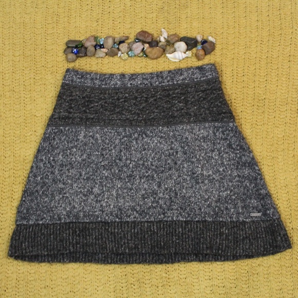 45 Prana Gray Cable Knit Sweater Skirt 